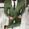 Olive Green Mens Suits For Groom Tuxedos Notched Lapel Slim Fit Blazer Three Pieces Jacket Vest Pants Man Tailor Made Clothing P2729