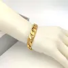 Pulsera para hombre y mujer Cadena de eslabones cubanos 12 mm 8 pulgadas Fina 18 quilates THAI BAHT G F Oro italiano 24K Conectar Amarillo Solid244K