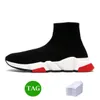 Designer Sock Shoes Men Women Graffiti White Black Red Beige Pink Clear Sole Lace-up Neon Yellow Socks Speed Runner Trainers Flat Platform Sneakers Casual 36-47