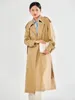 Frauen Trenchcoats Top Qualität Lange Oberbekleidung 2023 Herbst Winter Frauen Drehen-unten Kragen Zweireiher Casual Khaki Rosa mantel