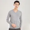 Pulls pour hommes Automne et hiver Laine mérinos tricotée pull à col en V de base en cachemire de qualité supérieure en vrac polyvalent pull à manches longues