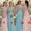 2019 Beaded Mother of the Bride Dresses Mermaid Sheer Long Legheves Formal Godmother Inveing Wedding Party Guests Gown PlusサイズCU284E