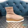 Diseñador de lujo negro nude naranja plataforma elástica botas cortas cuña zapatos de moda