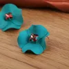 Dangle Earrings Simple Fashion Creative Personality Exaggerated Spray Paint Vintage Matte Peacock Blue Flower Metal For Women