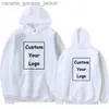 Herrtröjor tröjor din egen design varumärke personliga anpassade män kvinnor diy pullover hoodies fasta tröja casual tryckkläder230920