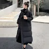 Damen Trenchcoats Winter 2023 Lange Jacke Parkas Frauen Streetwear Revers Dicke Warme Kniehohe Weibliche Feste Übergroße Daunenbaumwolljacken