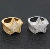 Band Rings Mens 3D Star 14K Gold Plated Copper Rings Bling Iced Out Cz Stone Star Shape Ring Gold Silver Rosegold Hiphop Jewelry9962353 x0920