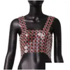 Womens Tanks Camis Y Manual Patchwork Acrylic Camisole Sleeveless Low Cut Tops For Women 2023 Flower Harness Top Chainmail Party Gifts Dh9Po