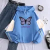 Erkek Hoodies Rüyalar Butterfly Grafik Baskı Patchwork Hoodie Erkek Kadın Sweatshirts Kore tarzı Sonbahar Kış Sıcak Unisex Külot Giyim