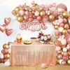 Decoração de festa 134 pcs rosa balão de ouro guirlanda arco kit rosa branco confete balões de látex para casamento aniversário menina bebê showe 230920