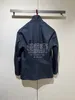 디자이너 남성 재킷 가을 키튼 기술 직물 스탠드 업 칼라 진한 파란색 캐주얼 재킷