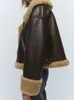 Dames Donsparka's Street chic Losse Moto Biker Winter Shearling Schapenvacht Leren Jassen Dikker Parka Imitatieleer Lamsbont Uitloper 230919