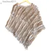 女子ケープ2022春の女性編み本物のウサギ毛皮のポンチョカジュアル秋の女性秋冬の本物の毛皮ケープファッションショートファーショールL230920
