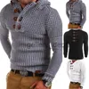 Chandails pour hommes Pull à capuche décontracté pour hommes, coupe ajustée, hiver épais, couleur unie, manches longues, pull en tricot, pull chaud J230920