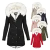 Dames dons warme dikke bovenkleding jassen herfst en winter plus kasjmier effen kleur kapjas parka's zak slanke femme