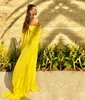 Yellow Off Shoulder Chiffon Prom Dresses Pleat A Line Womens Special Ocn Dress With Cape Bohemian Summer Maxi Gown 326 326