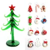 Decoratieve objecten beeldjes Kleine glazen kerstboom beeldje ambachtelijke ornamenten met 12 stuks schattig snoep mini hanger accessoires 230920