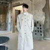 Män blandar Noymei Khaki Trench Coat Temperament Single Breasted Mid Length Windbreaker High End Korean Lapel Fashion Autumn Winter WA2914 230920