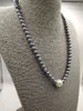 Collana di perle di conchiglia bianca nera da 8 mm 12 mm annodata a mano, lunga 50 cm, gioielli di moda