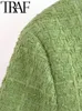 Kvinnors jackor traf tienda 2023 Autumn Solid Women Fashion Coat Single Breasted Casual Slim Pockets With O Neck Crop Top 230919