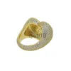 Pierścienie opaski szerokie pasmo pierścionka w kształcie serca pełna utwardzona biała bagietka cz lodowany bling kwadratowy sześcien cyrkon miłośnik biżuterii dla kobiet mężczyzn x0920