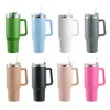 40oz Pink Water Bottles With Handle Insulated Stainless Steel Tumbler Lids Straw Car Travel Mugs Coffee Termos Cups with Logo
