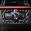 Pulsanti interruttore fari in fibra di carbonio Copertura decorativa del telaio Trim Cruscotto Adesivo modanatura interna per BMW F30 F34 Car Styling237v