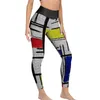 Calças ativas colorblock yoga feminino abstrato estante leggings push up estética de secagem rápida gráfico corrida esporte