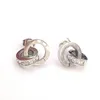 Designer mode oorbellen titanium staal Romeinse digitale dubbele ringgesp met diamanten oorstekers oorsieraden