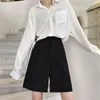 Calças femininas cintura alta solta curta mulher all-match cor sólida shorts feminino 2023 moda coreana verão de grandes dimensões para mulher 5xl