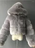 Frauen Pelz Winter Warme Mode Mit Kapuze Faux Mäntel Übergroßen Pelzigen Mantel Elegante Plüsch Crop Jacken Weibliche Verdicken Flauschige Tops
