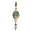 Armbandsur Women's Watch Brand Light Luxury Jade Green Diamond Armband Waterproof Fashion High Grade Quartz V16