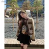 MEXZT Vintage Faux Lamswollen Jas Dames Koreaanse Patchwork Cropped Nepbont Jas Elegant Dikker Warm Korte Bovenkleding Tops Nieuw L230920