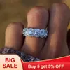 Pierścienie zespołowe obrączki luksusowy Kobieta Big Crystal okrągła pierścionek zaręczynowy słodki 925 Srebrny kamień cyrkonowy dla kobiet 230712 x0920