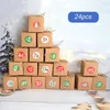 Gift Wrap 24Pcs Kraft Paper Christmas Candy Box Cookies Baking Cake 24 Digital Favor Xmas Packaging Bags Party Supplies
