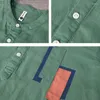 Men's T Shirts Brand Linen Shirt Men Summer Solid Short Sleeve Stand Neck Tops& Tee Breathable Cotton Soft Size M-XXXL