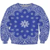 Tryck blå bandana crewneck sweatshirt hip hop streetwear kvinnliga modekläder män jumper topps harajuku hoodies178s