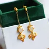 Boucles d'oreilles pendantes pour femmes, 2397-6 #, poisson en or HETIAN, Jade blanc, argent pur, néphrite naturelle, Cheongsam, S925