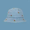 Wide Brim Hats Outdor Fisherman Hat Vintage Embroidered Women's Stylish Foldable Windproof Sun Protection For Ladies