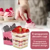 Disposable Dinnerware 50Pcs Dessert Cups with Lids Spoons 6oz/180ml Mini Reusable Dessert Pots Clear Plastic Parfait Appetizer Cup Multi-Purpose 230920