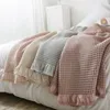 Blankets 100% Cotton Soft Bed Plaid Home Japenese Knitted Blanket Corn Grain Waffle Embossed Summer Ruffles Warm Plaid Throw Bedspread 230920