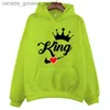 Sweats à capuche pour hommes Sweats à capuche pour femmes et hommes Sweats à capuche à manches longues King and Queen Print Lover Sweatshirt à capuche Oversize Couple Harajuku HoodiesL230920