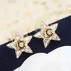 Boucle d'oreille luxueuse en forme d'étoile avec diamant transparent et noir pour femmes, bijoux de mariage, cadeau PS35192251