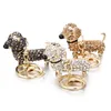 Rhinestone Crystal Dog Dachshund Keychain Bag Charm Pendant Keys Chain Holder Key Ring Jewelry for Women Girl Gift 6C0804285Y