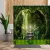 Tende da doccia 3D Foresta tropicale Scenario naturale Tenda da doccia impermeabile Alberi verdi Muschio Foresta profonda Bagno Schermo divisorio Tenda da bagno 230919