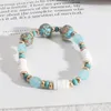 Bracelets de charme Style occidental vert blanc pierre perle céramique perlé Bracelet élastique bracelets femmes accessoires