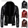 Women's Fur Faux Fur 2021 New Design Motorcycle Bomber Add Wool Leather Jacket Men Autumn Turn Down Fur Collar Removable Slim Fit Male Warm Pu Coats L230920