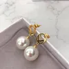 Luxur Pearl Earring Designer Jewelry for Women Gold Love Earrings Letter Dangle Ear Rings F Hoops Chram Piercing Aretes With Box 260R