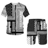 Erkeklerin Trailtsuits Hip Hop T-Shirt 3D Renkli Kısa Pantolon Takımları Yaz Erkekler Trailsuit Kısa Kol Üstleri 2 PC Setleri Serin Spor ve Sıradan Erkekler CLO 230920