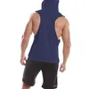 Tanktops voor heren Mode Spiergymkleding T-shirt T-shirt met capuchon Zomer Katoenen mouwloze effen kleur Training hardloopvest